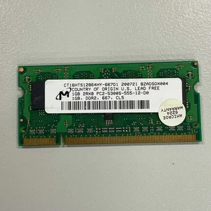 Micron 1GB DDR2 RAM PC2-5300 667MHz Unbuffered CL5 SODIMM CT16HTS12864HY-667D1 - Picture 1 of 3