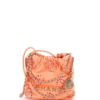 Chanel 22 Chain Hobo CC Eyelet Embroidered Calfskin Mini - Image 1 of 4