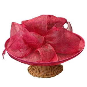 Giovannio Pink Natural Fibers Layered Bow & Feathers Derby / Church / Easter Hat - Picture 1 of 9