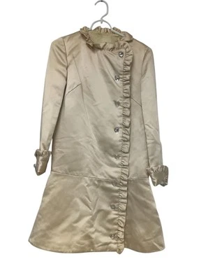 Chaquetón Vintage Talla 10 Marfil Volantes Borde Cristal Botón Manga Larga Años 60 Foto 1 de 4