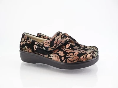 Tamanco Feminino Alegria Lauryn Tamanho 38 8 Sapato Profissional Preto Camurça Dourado - Imagem 1 de 4