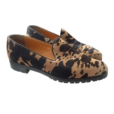 Walter Steiger Mocasín Pelo de Pony Estampado de Vaca Marrón Animal Print Talla 38 1/2 Foto 1 de 4