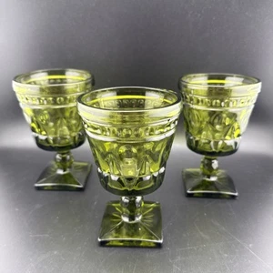 3 Vintage Indiana Glas Mt Vernon Avocado grün Wasser Wein 4 Unzen Kelch 5,5" Höhe - Bild 1 von 14