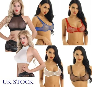 Women Fishnet Crop Tops Yoga Sport Vest Sheer Mesh Bra Top See Through AU - Picture 1 of 168