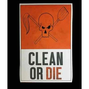 Clean or Die Bogenschütze Poster Männerhöhle Bar Restaurant Küche Koch Mitarbeiter Wohnheim - Bild 1 von 1