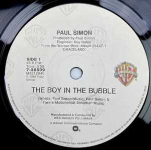 Paul Simon The Boy In The Bubble Vinyl Record 7” 45 RPM 7-28509 MX212545 - Picture 1 of 6