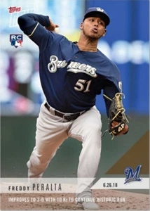 2018 Topps NOW MLB #372 Freddy Peralta Milwaukee Brewers RC Rookie SP # /462 - Picture 1 of 2