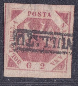 KÖNIGREICH NEAPEL 1858 2G. III^ Tav. carminio vivo Nr. 7e US - VERSAND. GRATIS - Bild 1 von 2