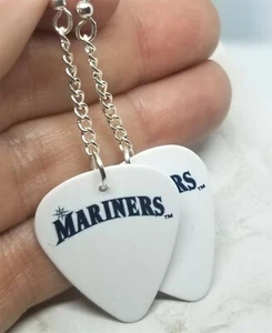 MLB Seattle Mariners Dangling Guitar Pick Earrings - Picture 1 of 4