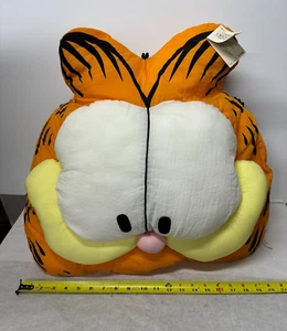 Vintage Garfield Large Plush Nylon Face Pillow 20” 1981 Polyester Spencer Gifts - Picture 1 of 3