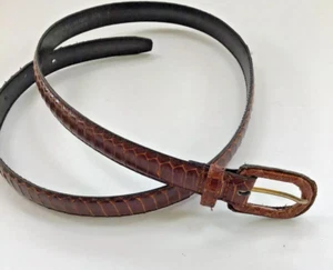 Women’s genuine snakeskin Thin brown leather belt M 34 inches - Picture 1 of 5