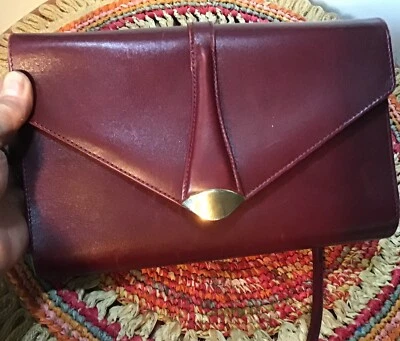 Elegante Bolso de Hombro/Bolso de Mano de Cuero Borgoña Madler Diseñador Alemán 1980 De Colección Foto 1 de 4