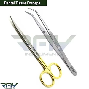 Pinzas de tejido dental Goldman Fox tijera curvada London College juego de pinzas - Imagen 1 de 3