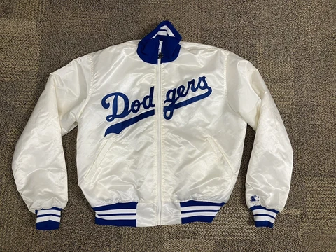 Vintage White Starter Los Angeles LA Dodgers DIAMOND COLLECTION Satin Jacket XL Cover