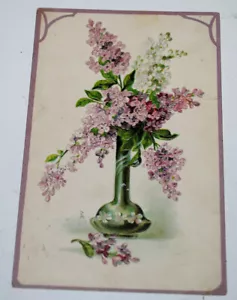 alte Ansichtskarte Jugendstil Vase mit Flieder - Picture 1 of 2