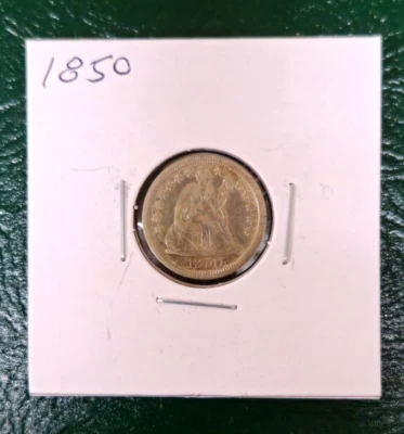 1850 Seated Lib. Dime - High Grade - Poss. Old Time Cleaning - Strong Devices - Image 1 of 4