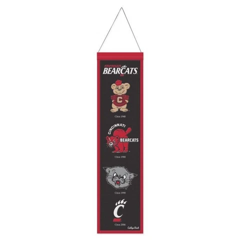 Cincinnati Bearcats NCAA Heritage Banner Embroidered Wool 8" X 32" Cover
