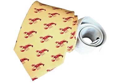 TOMMY HILFIGER MEN'S TIE YELLOW/LOBSTER PRINT WIDTH: 3.5/8" LENGTH: 57" - Image 1 of 3