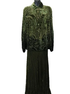 CITRON Santa Monica Size Medium Large Silk Blend Set Skirt Blouse Top Velvet - Picture 1 of 10