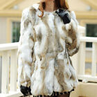 Womens Round Neck Long Sleeve Jacket Luxury Mixed Colors Faux Fur Winter Outwear