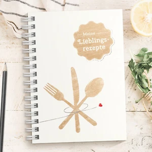 DIY Rezeptbuch zum selberschreiben: DIN A5 Kochbuch, Ringbuch, 70 S, weiß/beige - Bild 1 von 8