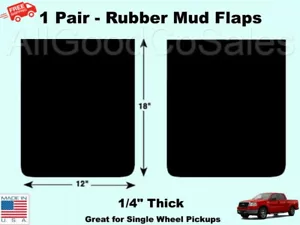 1-Pair Mud Flap Black Rubber Truck 12" Wide x 18" Long x 1/4" Thick U.S.A. - Picture 1 of 4
