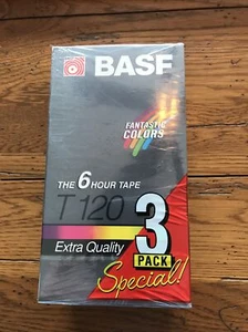 VHS Video Tapes BASF 3 Pack T-120 Factory SEALED NEW, make offer - Picture 1 of 5
