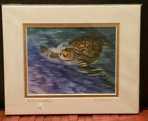 Karen Lee Signed In Pencil Turtle Greetings Matted Karen Lee Thrasher Art Print - Bild 1 von 6