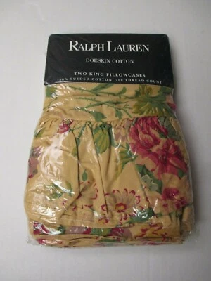 Ralph Lauren Doeskin Jardín Floral Amarillo 2 Volantes King Fundas de Almohada Foto 1 de 4