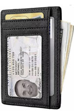 Leather Slim Minimalist Front Pocket Cardholder Wallets For Men RFID Blocking