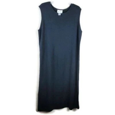 Vestido Joan Vass para mujer L sin mangas suéter vestido negro vintage abertura lateral Foto 1 de 4