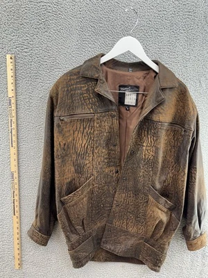 Michael Hoban North Beach Leather Brown Speckled Coat Women's Size 9/10 POG - Image 1 of 4