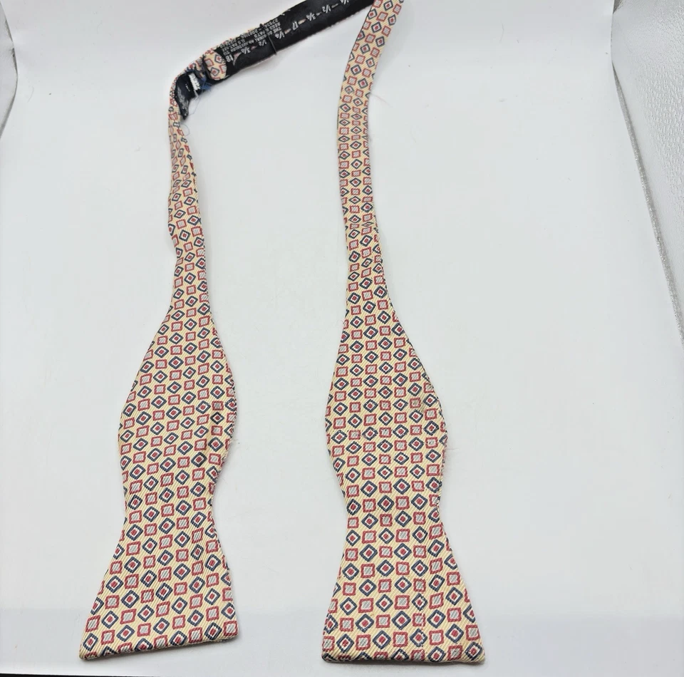 Pajarita de seda Polo Ralph Lauren patrón geométrico hecha en EE. UU. Vintage ajustable Foto 1 de 4