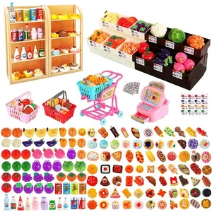 158 Pcs Miniature Dollhouse Grocery Set, Mini Toy Food Drink Vegetable Fruit ... - Picture 1 of 6