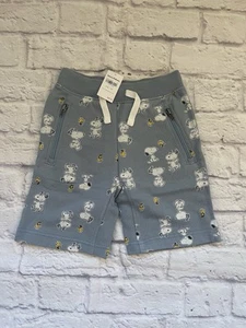 Peanuts Hanna Andersson Drawstring Waist Sweat Shorts Snoopy Blue 100 cm US 4 - Picture 1 of 3
