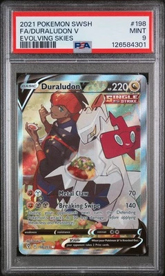 2021 POKEMON SWORD & SHIELD EVOLVING SKIES #198 FA/DURALUDON V PSA 9 MINT - Image 1 of 2