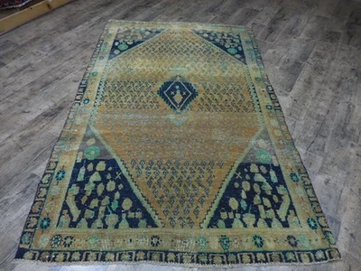 Alfombra geométrica turca vintage, alfombra turca hecha a mano de pueblo de Anatolia 4,5 x 6,10 pies Foto 1 de 4