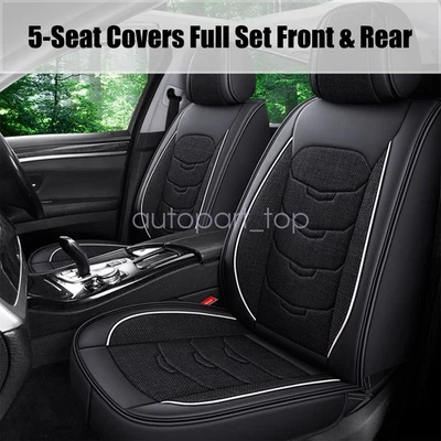 For Mercedes-Benz Faux Leather 5-Seat Cover Front & Rear Protector Cushion Black - Image 1 of 4