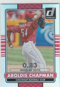 AROLDIS CHAPMAN /83 DONRUSS SEASON STATLINE STAT LINE YANKEES REDS 2015 PANINI