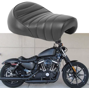 For Harley Sportster XL1200 XL883 48 72 Custom Black Driver Rider Solo Seat - Picture 1 of 12
