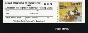 IL15 IL15H 1989 Illinois Duck Stamp - MNH - Ring-Necked Duck - Hunter w/Full Tab - Picture 1 of 1