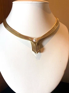 Collar retro de perlas del mar del sur Grossé Alemania oro amarillo 14K y 10 mm, c1963 - Imagen 1 de 11