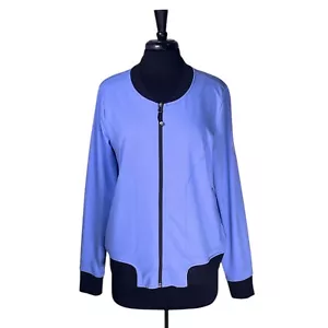 Athleta Women's Bombastic Bomber Jacket Periwinkle Black Full Zip Stretch XL - Picture 1 of 9