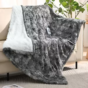 Heated Electric Throw - Machine Washable Soft Comfortable Heating Blanket with 4 - Picture 1 of 12