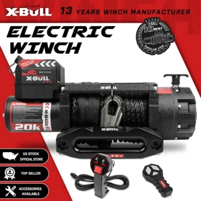 X-BULL 20000LBS Electric Winch Synthetic Rope Truck Trailer Winch  12V 4WD Car Foto 1 de 4