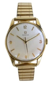 Omega Vintage Handaufzug Herren Armbanduhr 9k Gelbgold am Fixoflex Armband - Bild 1 von 9