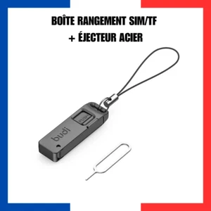Boîte Rangement SIM/TF + Éjecteur Acier - Porte-Clés Universel - Anti-Perte - Zdjęcie 1 z 4