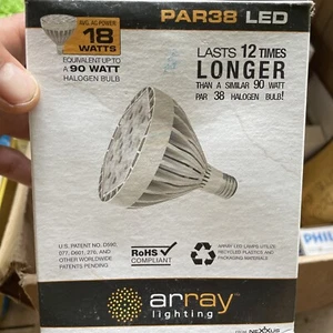 Array PAR38. Dimmable. LED Flood Light Bulb - 2700k 18W. MED-E26 Base - Picture 1 of 5