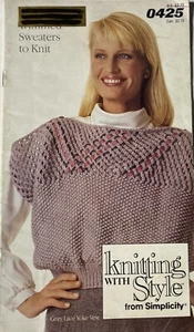 VTG 1987 -Simplicity Knitting With Style, Ribbon Trimmed Sweaters To Knit #0425 - Picture 1 of 5