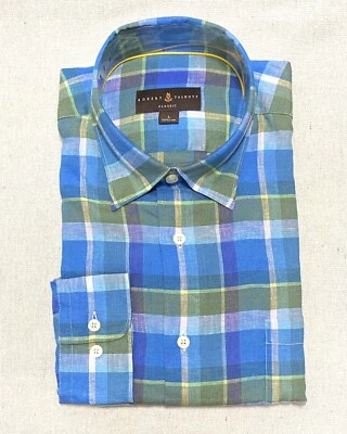Robert Talbott Large Classic Fit 100% Linen Multi-Color Plaid Shirt - $228 NWT - Image 1 of 3
